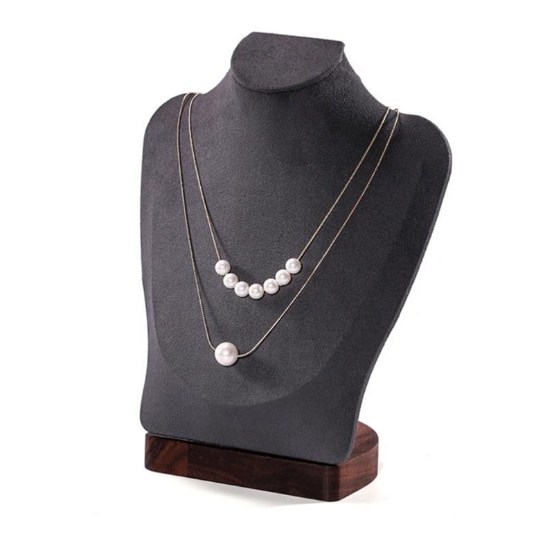 Walnut Wood Jewelry Holder Necklace Display Bust Multifunctional Mannequin Dresser Props for Displaying Necklaces
