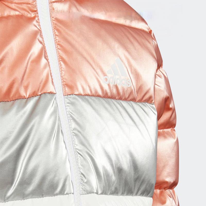 adidas Color Block Hooded Down Jacket Kids Outerwear Orange HM9646
