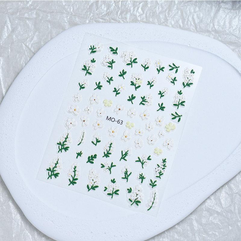 New 1PC Macaron Flower/Rabbit/Fruit Nail Charms Sticker /Letter Summer Adhesive Manicure Decor ZJT10