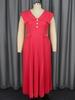 AOMEI Rote Plisseekleider Ärmellos V-Ausschnitt Hohe Taille A-Linie Drapped Damen Casual Party Kleider