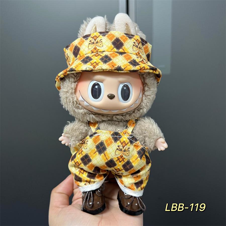 Can Wear Baby Clothes, Enamel Labubu 17cm Dolls Cute Dress-up Casual Suits Skirts Plush Clothes