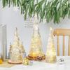 3 Pcs Gold Mercury Glass Christmas Tree with Lights – Tabletop Holiday Decor