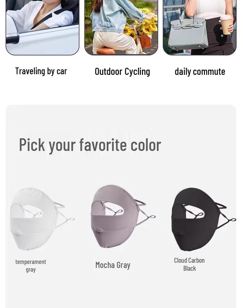 Ice Silk Breathable Full Face Sunscreen Mask - UV Protection for Summer