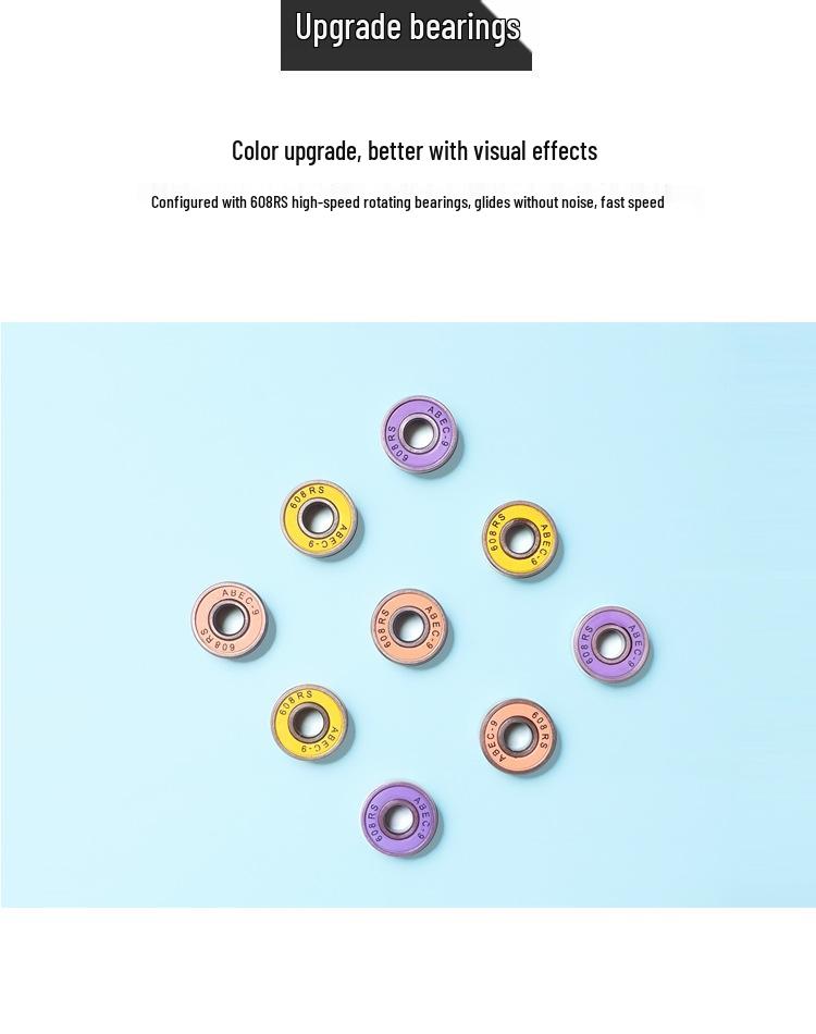 Sequined Pink Double-Row Roller Skates with Transparent Non-Luminous Wheels