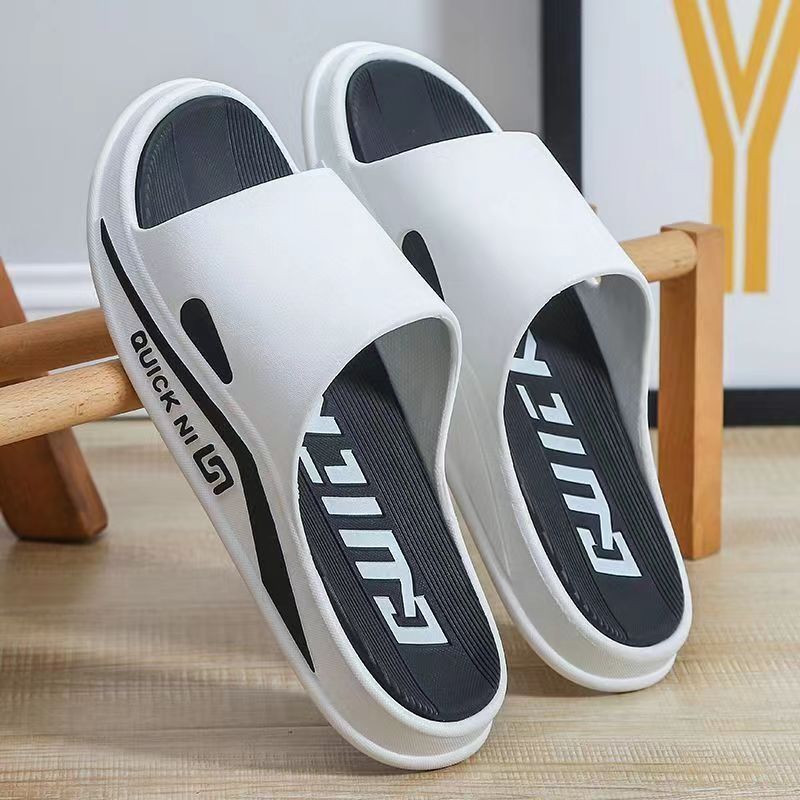 New slippers men's summer thick-soled outer wear sports wear-resistant indoor home non-slip one-word drag cool slippers