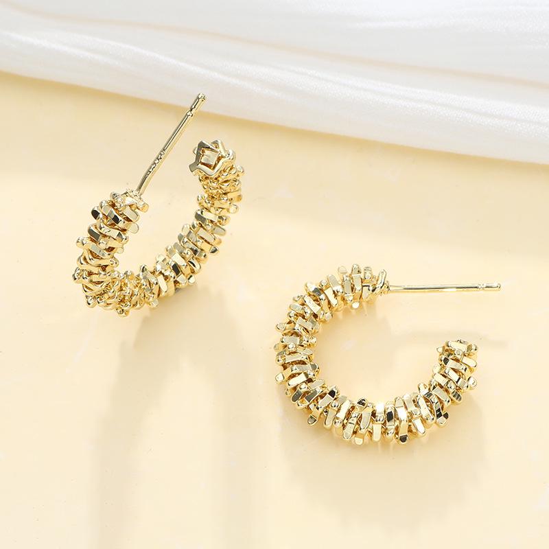 Huazi Style Zircon Stud Earrings for Women - Gold-Plated, Non-Fading Luxury Jewelry