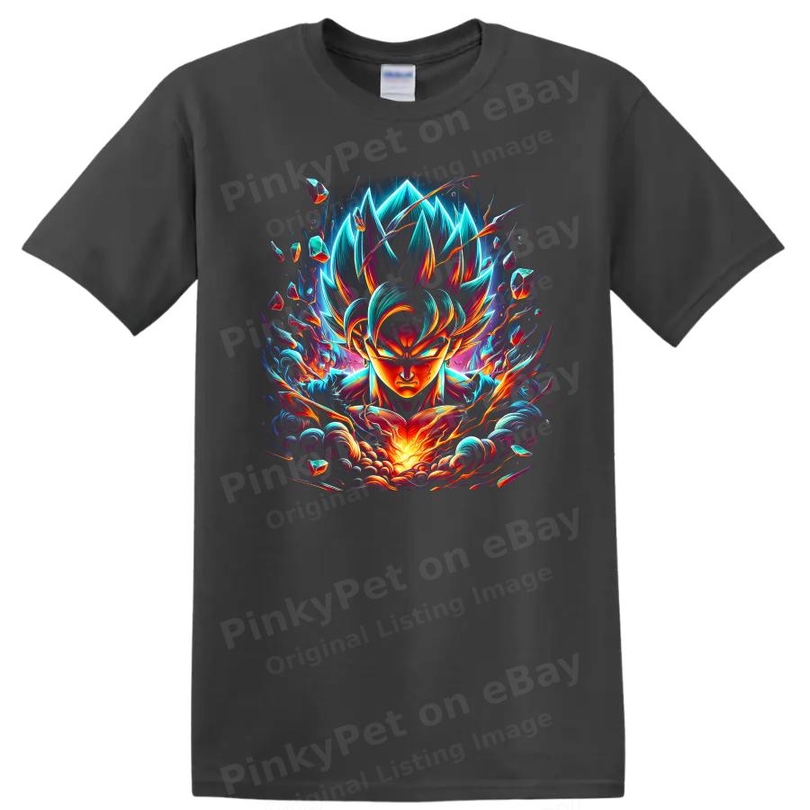 Goku Ultra Instinct Anime T Shirt Neon Energy Warrior Graphic Art Tee Gift Idea