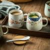 Ceramiczny kubek do kawy w stylu japońskim z uchwytem Kubek na śniadanie, mleko, owsiankę z pokrywką i łyżeczką Domowy kubek do herbaty, wody, odporny na ciepło