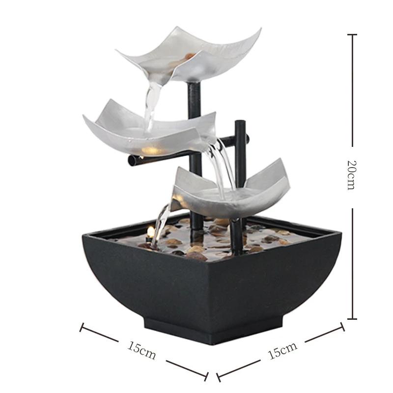 3 Layers Desktop Water Fountain with Automatic Pump USB Feng Shui Gift Home Decorative Living Room Office Indoor Decoration