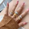 Luxury Brushed Medieval Open Ring Heart-Shaped Wheat Ear Retro High-End French Niche Design Ring Woman