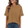 Women Casual Loose Fit Crew Neck Short Sleeve T Shirt with Pocket Comfortable Relaxed Style Lightweight Top for Daily Wear