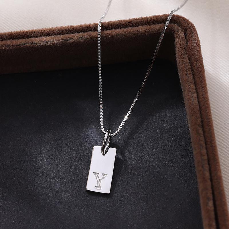 Banyan Tree Sterling Silver Square Letter Pendant Necklace