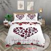 Valentine'S Day 3D Digital Printing Polyester Three-Piece Set Quilt Cover Bedding Pillowcase