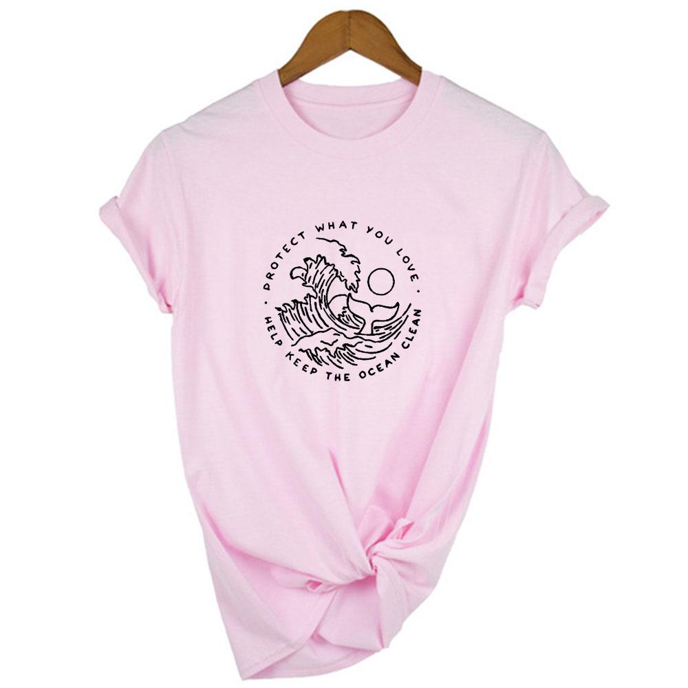 Keep Our Ocean Blue Clean Plastic Free Women T Shirt Protect The Earth Slogan Summer