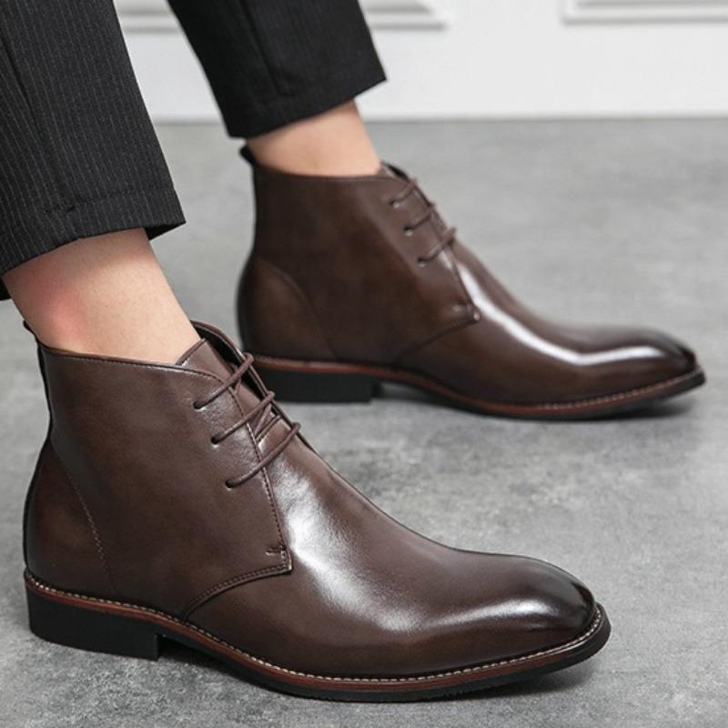 Fashion High Quality Men's Boots Fashion British Pointed Leather Boots Business Dress Boots for Men Lace Up Ankle Boot Botas Masculinas