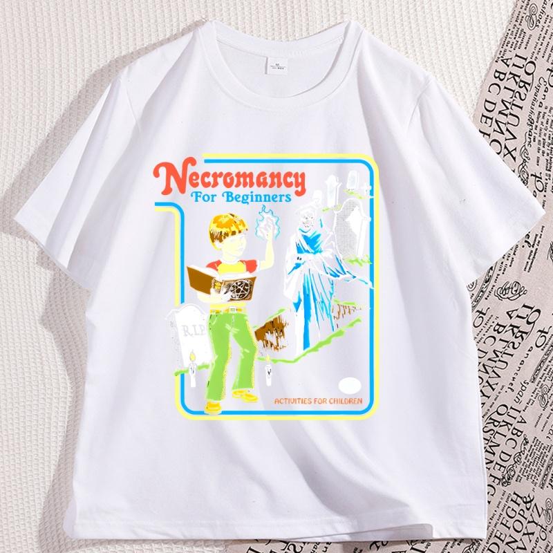 Necromancy for Beginners Activities for Children T Shirts for Man Woman Vintage Printed Tshirt Round Neck Short Sleeve Clothing