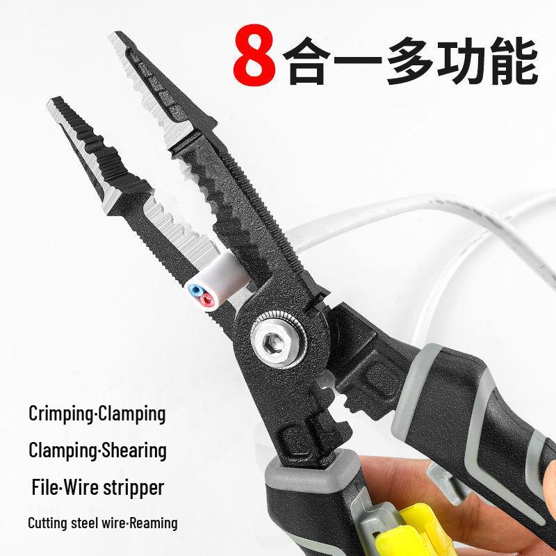 Sedm v jednom Multifunkční elektrikářské kleště: Odizolovací kleště, krimpovací kleště a kleště s jehlovými čelistmi