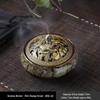 Celadon Ceramic Incense Burner with Ice Crack Glaze, Coarse Pottery, Anti-Scald, Buddhist Design, Three-Legged, Small, for Home Decor.