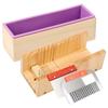 Soap Molds Wooden Silicone 1.2L Soap Making Kit Rectangular Mold With Stainless Steel Wavy And Straight Cutter