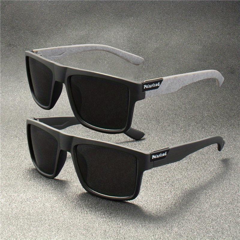 

2 пары стильных квадратных солнцезащитных очков - Черные линзы TAC, Поликарбонатная оправа с серыми акцентами, Идеально подходят для мужчин и женщин