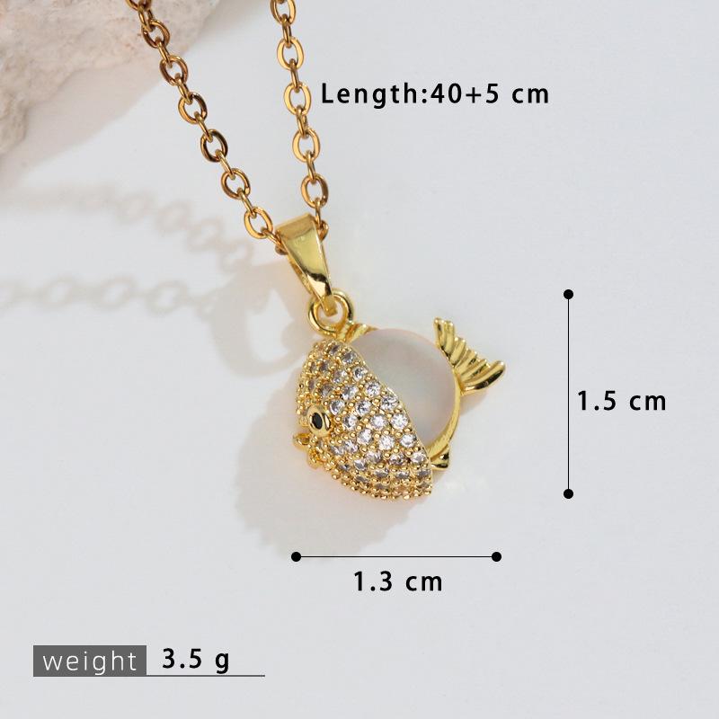 Ocean Style Zirconia Whale & Dolphin Pendant Necklace for Women - Trendy Clavicle Chain