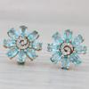 Daisy Pattern Synthetic Zirconia Stud Earrings for Women Exquisite Golden Plated Wedding Party Jewelry Accessories Gifts