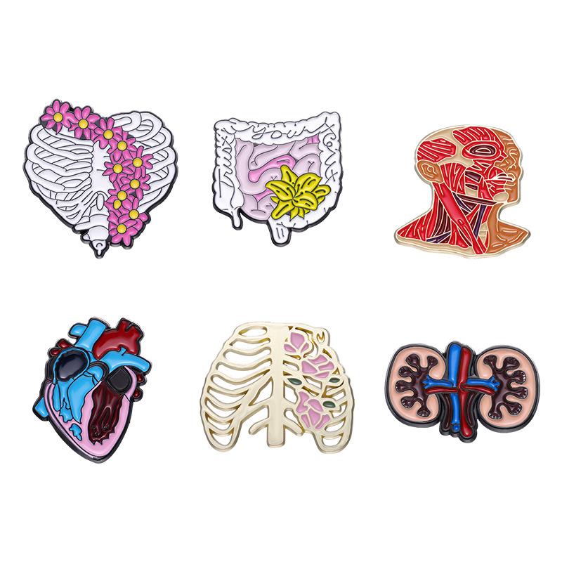 Creative Organ Series Brooch: Heart, Rib, Kidney Cartoon Metal Badge