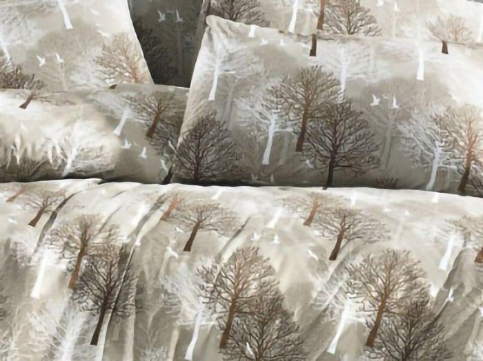 Parure de lit - TREE - Beige - 220x240 cm - 80% Coton - 2 Taies d'oreillers