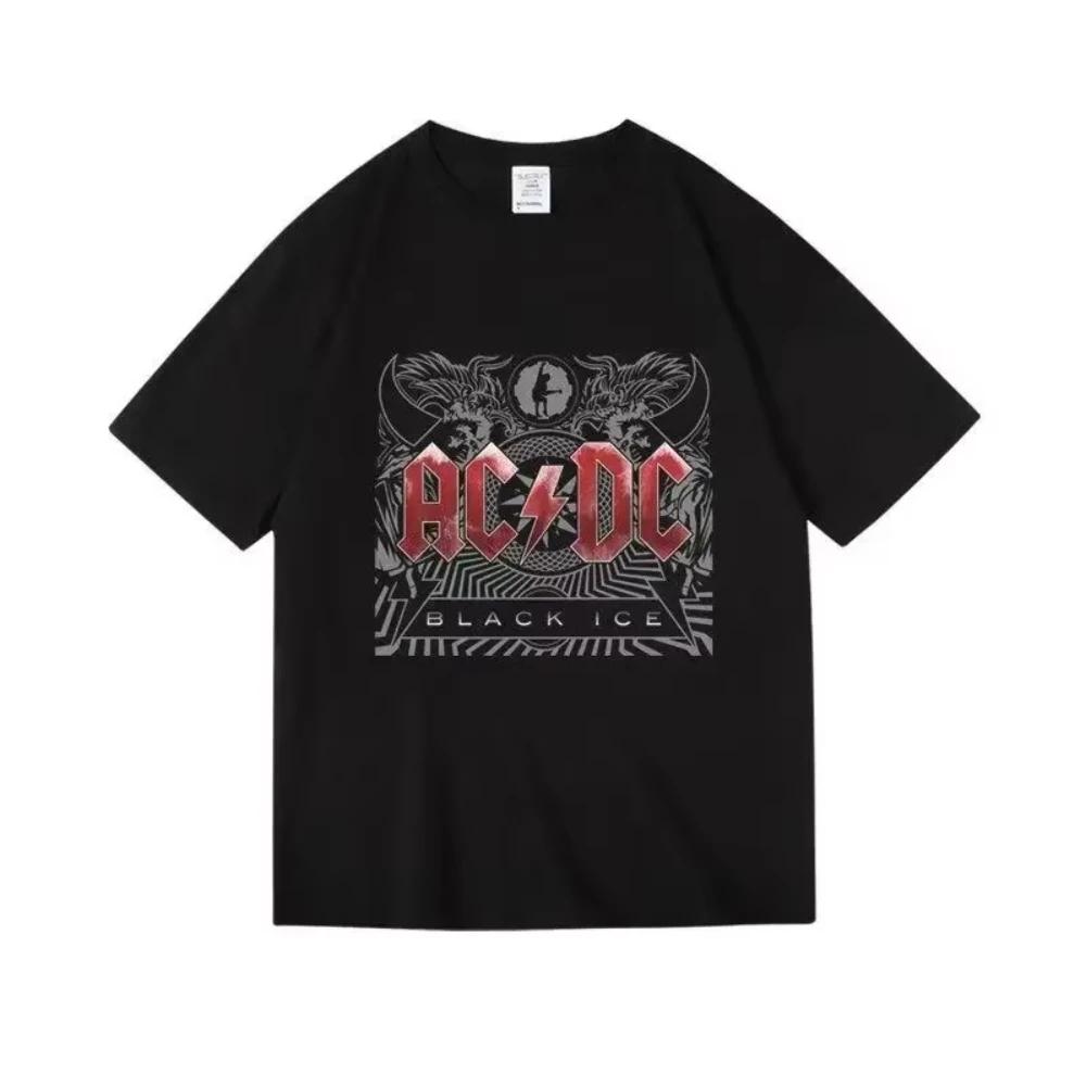 New ACdc Rock Band Cotton Printed Singer Women Men T-shirt High Quality Round Neck Breathable Y2K Short Sleeve 2025 Fan Top