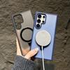 For Magsafe Metal Fold Stand Holder Case For Samsung S26 S25 S24 S23 FE S22 Ultra Plus Matte Clear Magnetic Bracket Cover