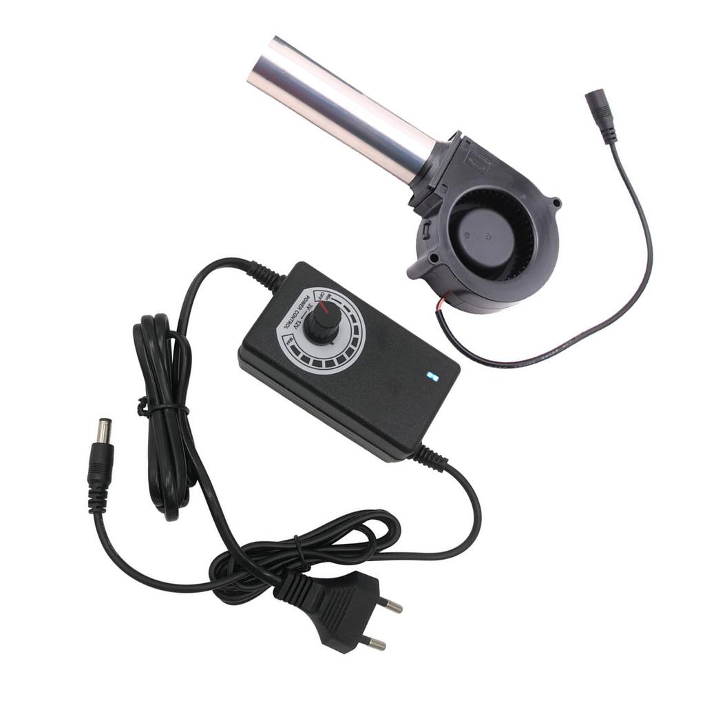 7cm 7530 12V Small Blower Fan with Power Plug Speed Controller for Cooling Outdoor BBQ Firewood Stove Fan