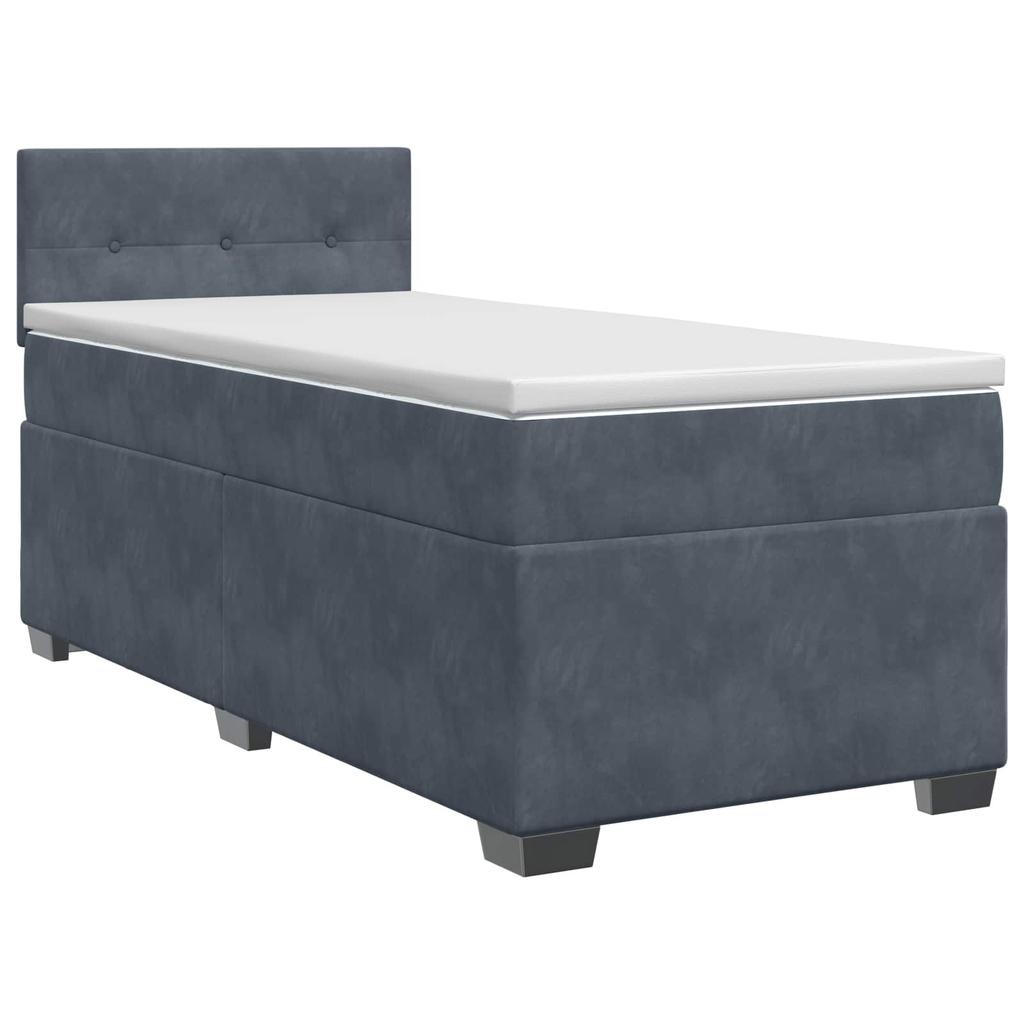 Box Spring Bed with Mattress Dark Grey 80 x 200 cm Velvet