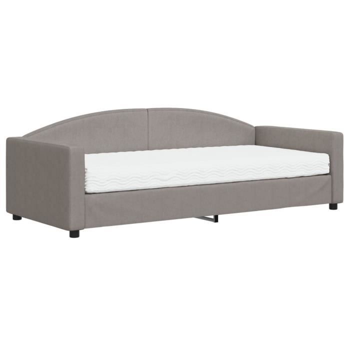 VidaXL Lit de jour avec matelas taupe 90x200 cm tissu 3197173