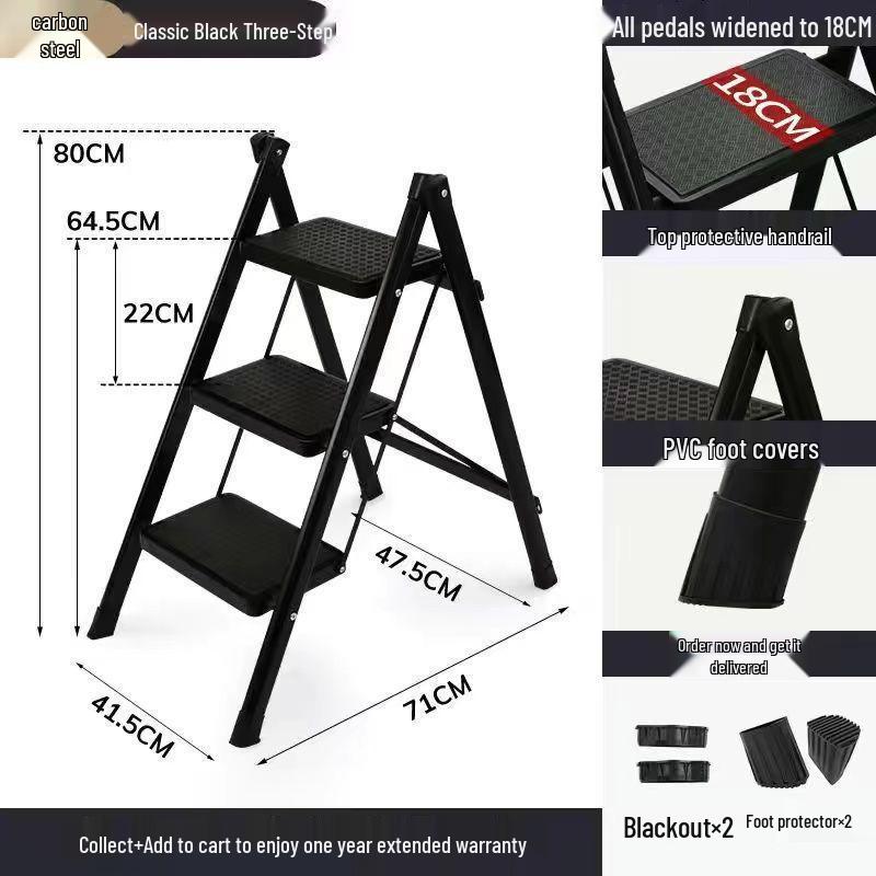 Multifunctional Carbon Steel Folding A-Frame Ladder for Indoor Use