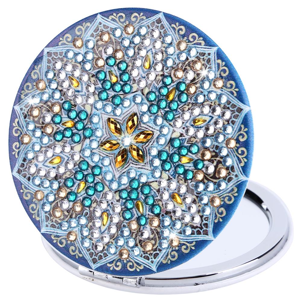 DIY Diamantmalerei Schminkspiegel Cartoon Datura Blume Speziell geformte Diamantstickerei Taschen Mini Schminkspiegel für Mädchen