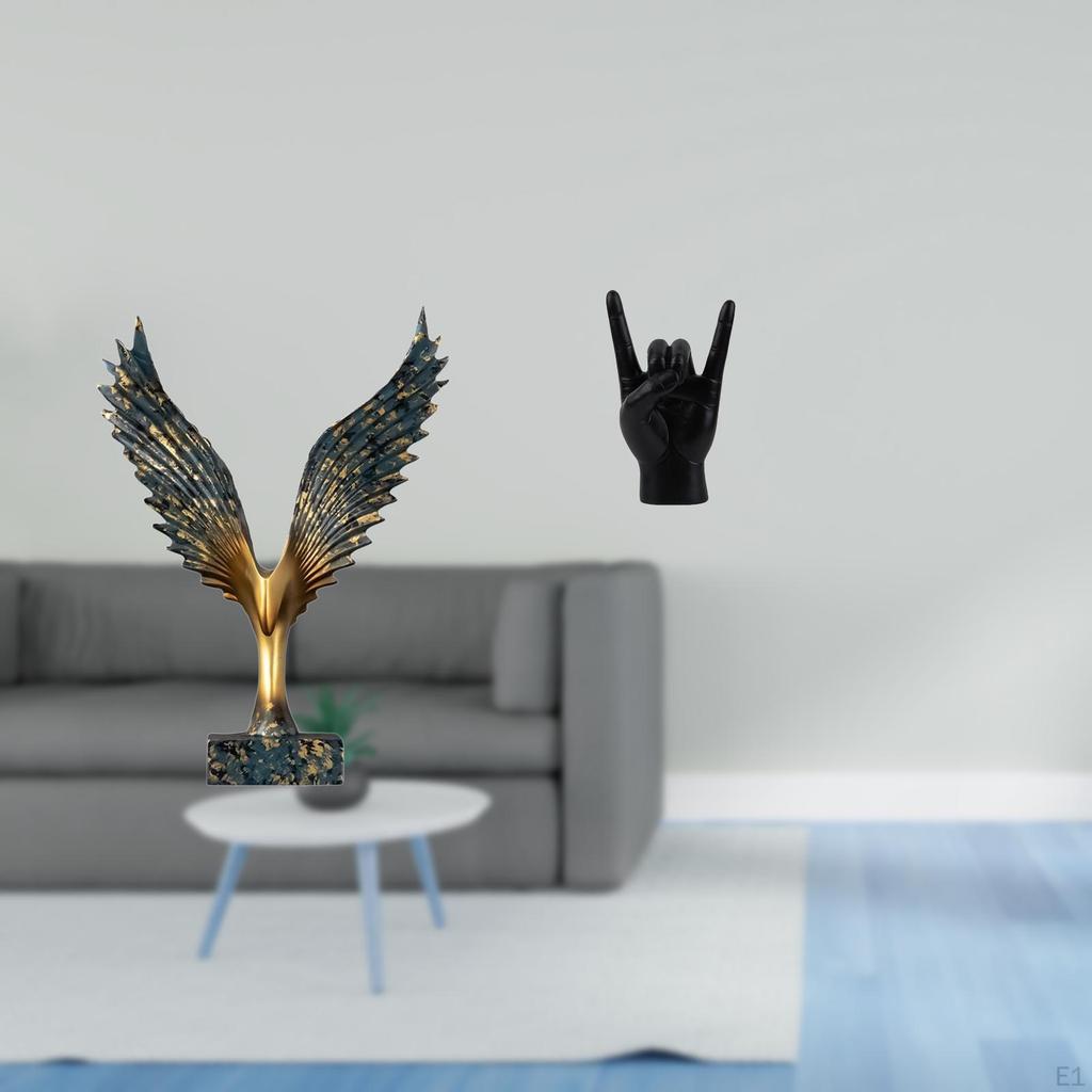 Resin Spreading Wing Hand Gesture Statue Sculpture Feng Shui Ornament Decorative Creative Finger