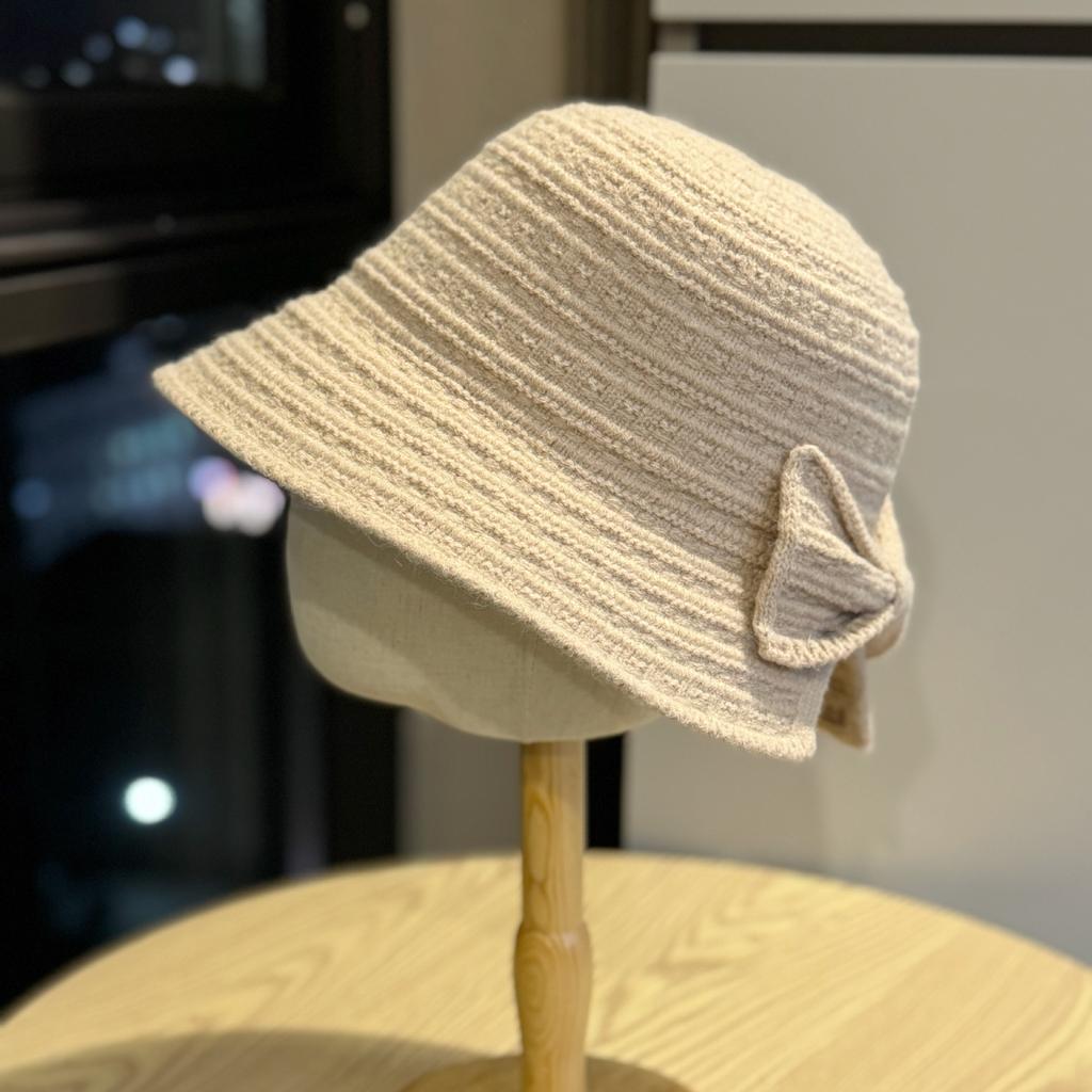 French Style Autumn and Winter Temperament Solid Color Knitted Fisherman Hat for Women Versatile Basin Hat Showing Face Small Face Covering Bucket Hat