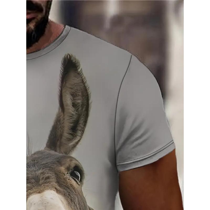 Großes Herren Esel Muster 3D Gedrucktes Herren Rundhals Kurzarm T-Shirt Sommer Mode T-Shirt Lässig Bequem Vielseitiges Oberteil