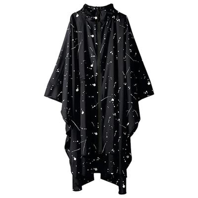 KiU Heavy Rain Poncho for Cycling, Water-Repellent and Waterproof, with Storage Bag, Men's and Women's, Splash Black, K64-135