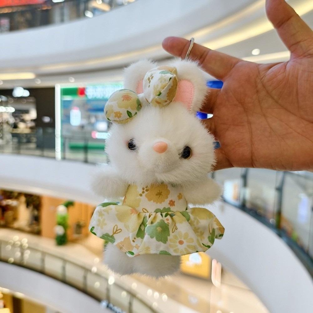 Soft Flower Skirt Bunny Pendant 12CM Rabbit Doll Pendant Fashion Stuffed Animal Keyring  Gifts