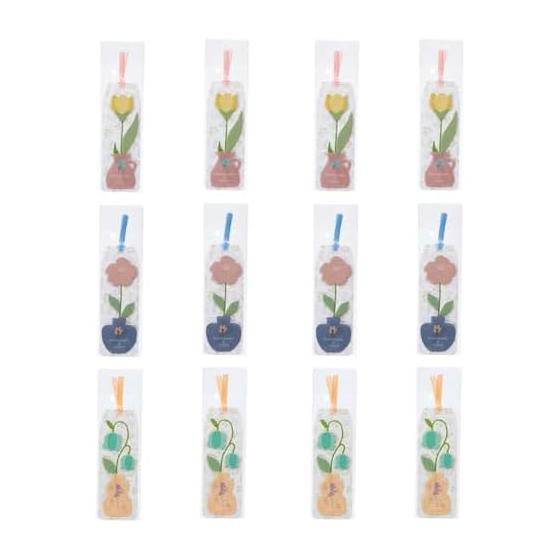 [Set of 12] Pressed flower-style bookmark sticky notes, flower and leaf-shaped bookmarks with sticky notes, individually wrapped, small gifts,