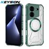 KEYSION Transparent Magnetic Case for TECNO Pova 5 Pro 5G Silicone+PC Heavy Duty Shockproof Phone Cover for for Tecno Pova 5 5G
