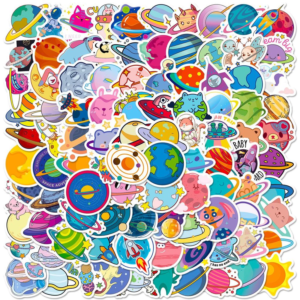 100 Stickers of Space Planet Graffiti Stickers Creative Personality Space NASA Astronaut Graffiti Stickers 4 Pictures