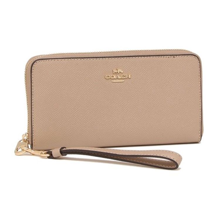 Coach Zip Around 20 Zipper Wallet Clutch Women Wallets Milk-Tea C3441-IMTAU