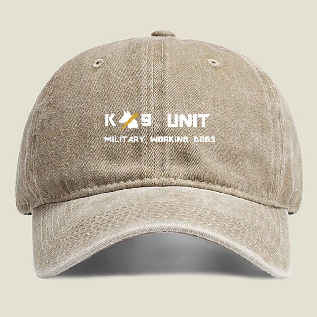 K9 Unit Military Dogs Text Fashion Washed Baseball Cap Hat Outdoor Activities