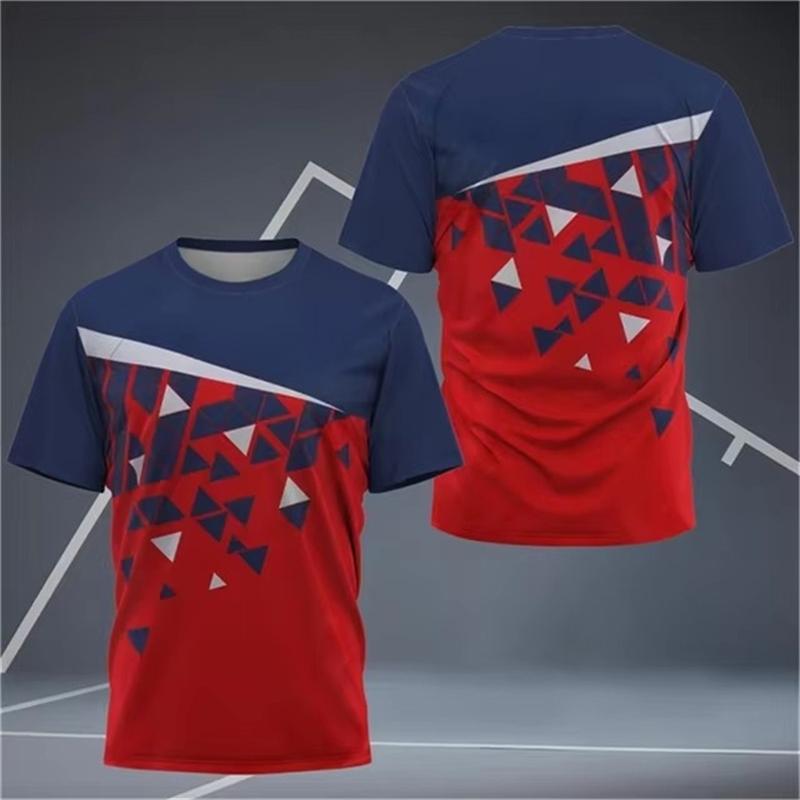 Simple Geometric Patterns Badminton T Shirts For Men Summer Fashion Short Sleeve 3D Printed T-shirt Casual Oversized Sports Tees