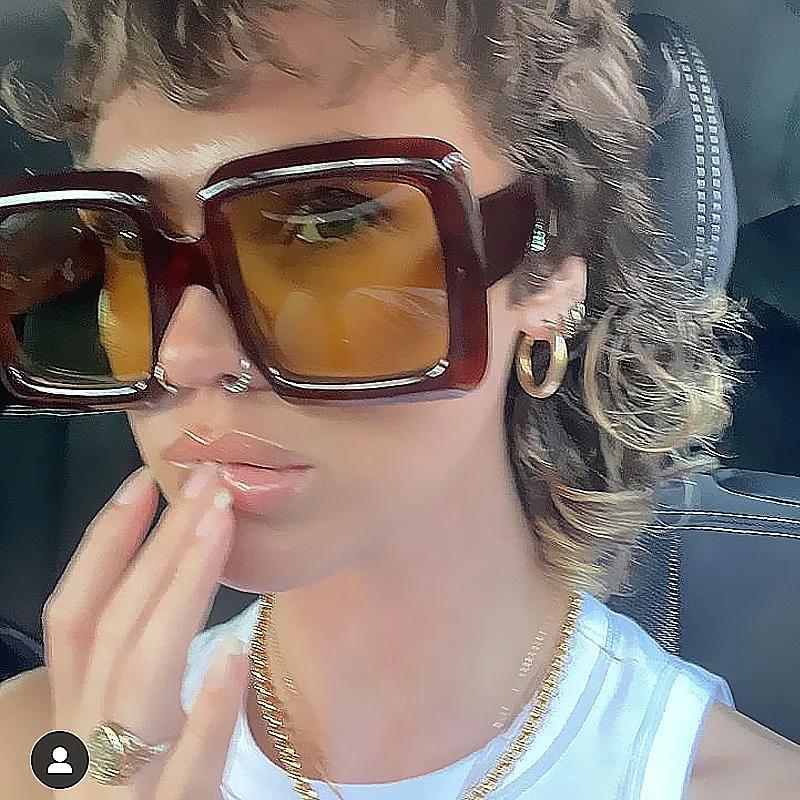 Vintage Oversized Square Gradient Sunglasses for Women New Luxury  Leopard Brown Uv400 Sun Glasses Men Lunette Soleil Femme
