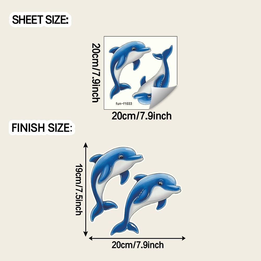 Мультяшные Милые Дельфины Украшение Стены Ванной Комнаты Светящиеся Наклейки