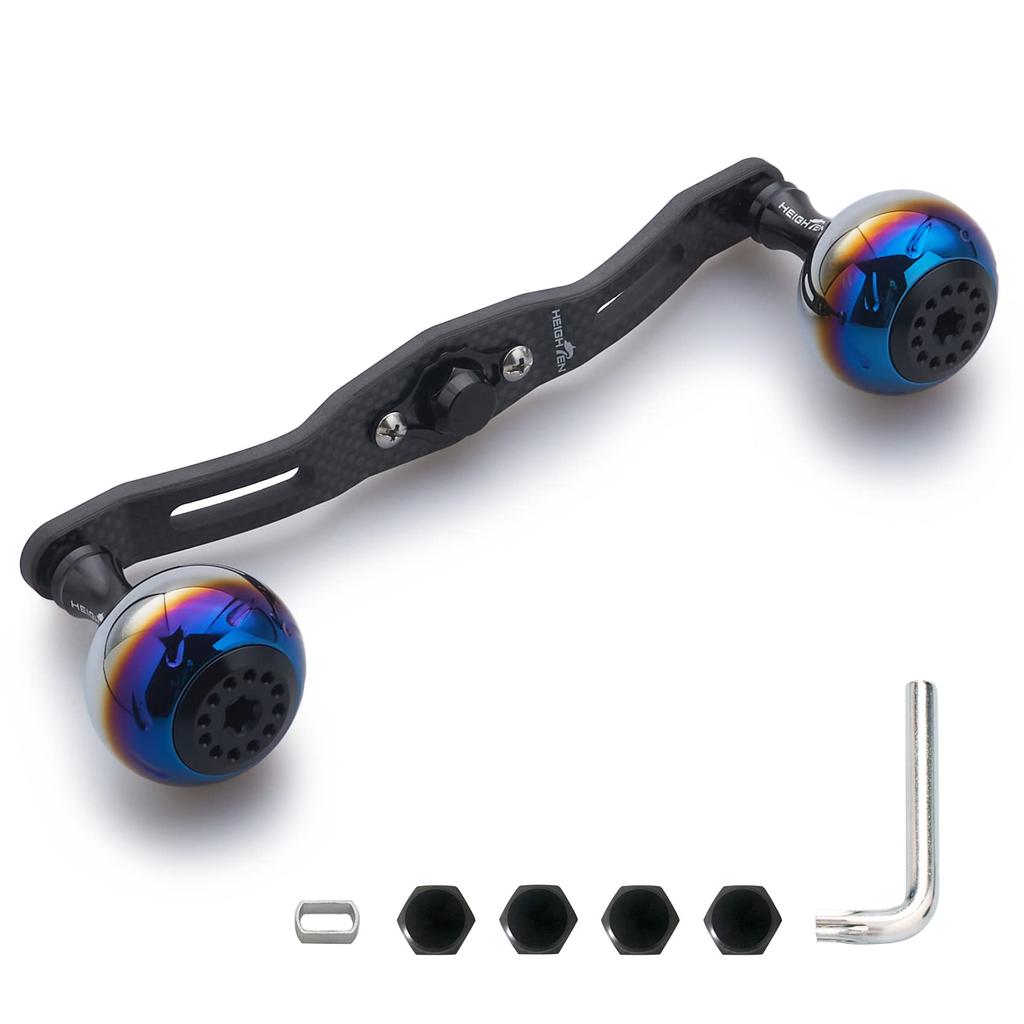 HEIGHTEN Reel Handle 4mm Thick Charcoal Cloth Carbon 30mm Knob Shimano Daiwa Abu Universal Baitcasting Reel Aurora Series 130/120/110mm 1.5K (120mm,