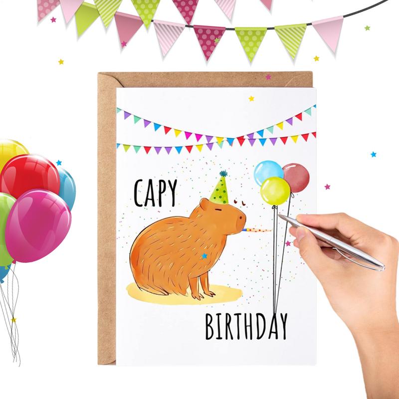 Funny Capybara Birthday Card Kids Birthday Paper Cards Capybara Theme Celebration Card For Happy Occasion Greeting Gifts
